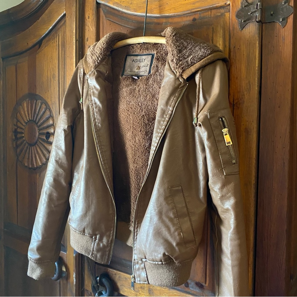 Ashley Faux Leather Hooded Jacket – Size S - Picture 2 of 11